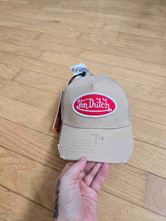 vintage Y2K | Von Dutch tan distressed trucker hat main image 6